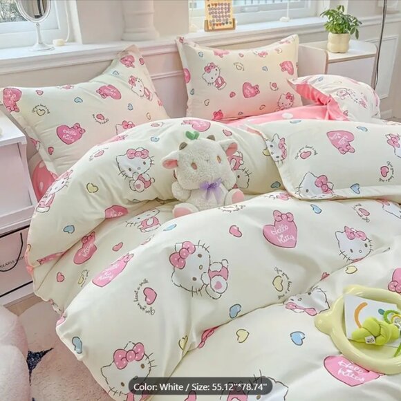 COPY - Hello Kitty Twin Bed Sheet Set 4 Piece Pink NWT - Picture 1 of 3